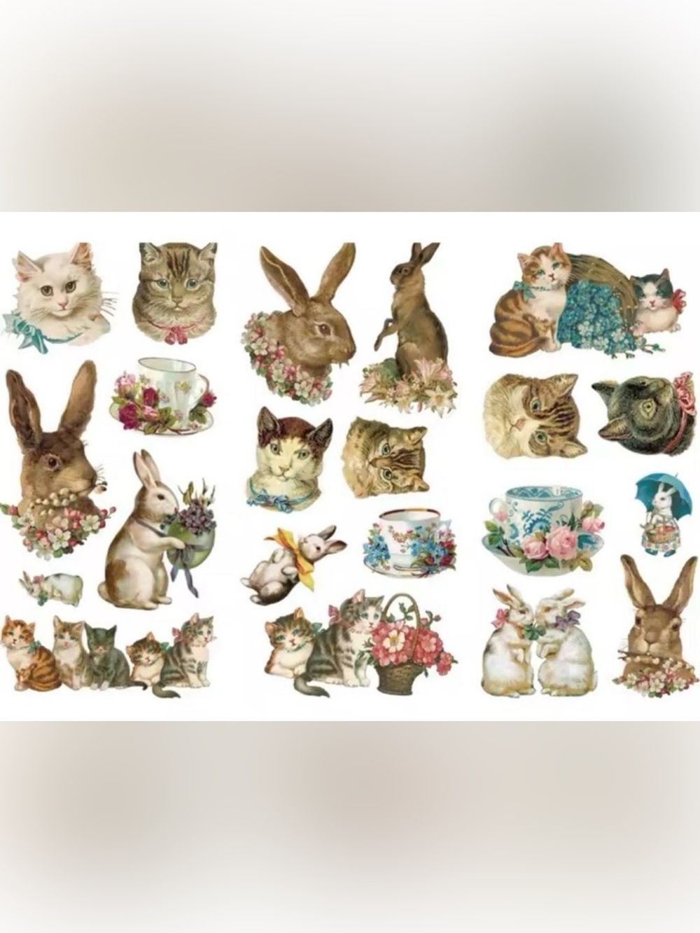 $2 3-piece Cats & Rabbits Sticker Sheets